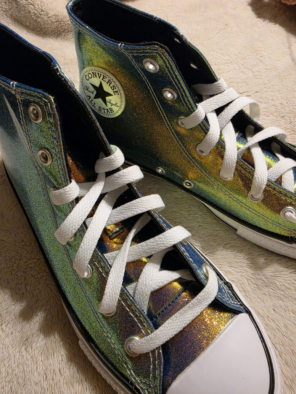 Converse Kids High Top Sneakers in Iridescent - Picture 3 of 5